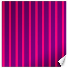 Deep Pink And Black Vertical Lines Canvas 12  X 12  