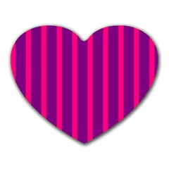 Deep Pink And Black Vertical Lines Heart Mousepads