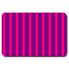 Deep Pink And Black Vertical Lines Large Doormat 