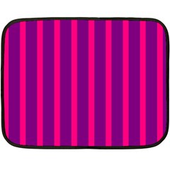 Deep Pink And Black Vertical Lines Fleece Blanket (mini) by Amaryn4rt