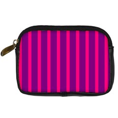 Deep Pink And Black Vertical Lines Digital Camera Cases