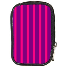 Deep Pink And Black Vertical Lines Compact Camera Cases