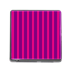 Deep Pink And Black Vertical Lines Memory Card Reader (square)