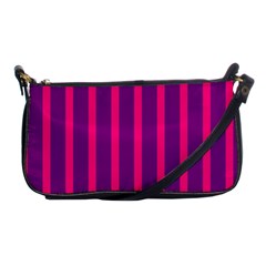 Deep Pink And Black Vertical Lines Shoulder Clutch Bags