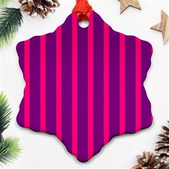 Deep Pink And Black Vertical Lines Snowflake Ornament (two Sides) by Amaryn4rt