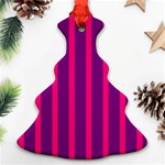 Deep Pink And Black Vertical Lines Christmas Tree Ornament (Two Sides) Front