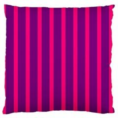 Deep Pink And Black Vertical Lines Large Cushion Case (two Sides)