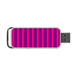 Deep Pink And Black Vertical Lines Portable Usb Flash (two Sides)