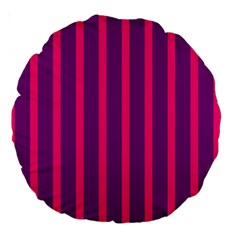 Deep Pink And Black Vertical Lines Large 18  Premium Round Cushions