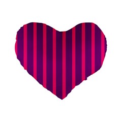 Deep Pink And Black Vertical Lines Standard 16  Premium Heart Shape Cushions