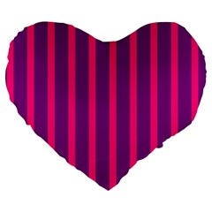 Deep Pink And Black Vertical Lines Large 19  Premium Heart Shape Cushions