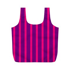 Deep Pink And Black Vertical Lines Full Print Recycle Bags (m) 