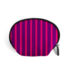 Deep Pink And Black Vertical Lines Accessory Pouches (small) 