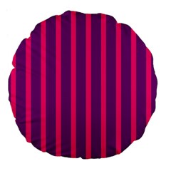 Deep Pink And Black Vertical Lines Large 18  Premium Flano Round Cushions