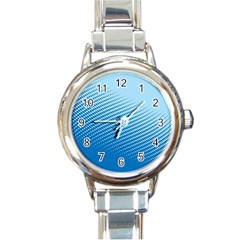 Blue Dot Pattern Round Italian Charm Watch