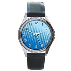 Blue Dot Pattern Round Metal Watch