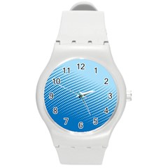 Blue Dot Pattern Round Plastic Sport Watch (m)