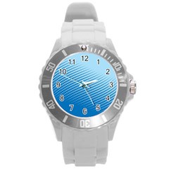 Blue Dot Pattern Round Plastic Sport Watch (l)