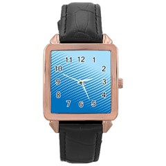 Blue Dot Pattern Rose Gold Leather Watch  by Amaryn4rt