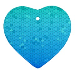 Blue Seamless Black Hexagon Pattern Ornament (heart)