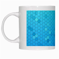 Blue Seamless Black Hexagon Pattern White Mugs by Amaryn4rt