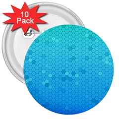 Blue Seamless Black Hexagon Pattern 3  Buttons (10 Pack) 