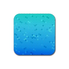 Blue Seamless Black Hexagon Pattern Rubber Coaster (square) 