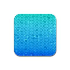 Blue Seamless Black Hexagon Pattern Rubber Square Coaster (4 Pack) 