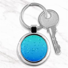 Blue Seamless Black Hexagon Pattern Key Chains (round) 