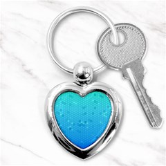 Blue Seamless Black Hexagon Pattern Key Chains (heart) 