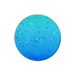 Blue Seamless Black Hexagon Pattern Rubber Round Coaster (4 Pack) 