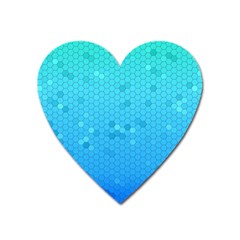 Blue Seamless Black Hexagon Pattern Heart Magnet by Amaryn4rt