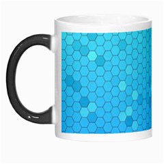 Blue Seamless Black Hexagon Pattern Morph Mugs