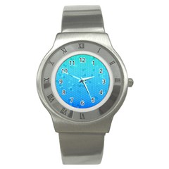 Blue Seamless Black Hexagon Pattern Stainless Steel Watch