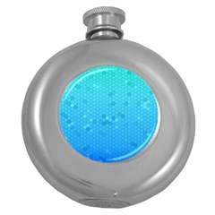 Blue Seamless Black Hexagon Pattern Round Hip Flask (5 Oz)