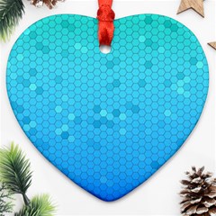 Blue Seamless Black Hexagon Pattern Heart Ornament (two Sides) by Amaryn4rt