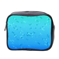 Blue Seamless Black Hexagon Pattern Mini Toiletries Bag 2-side