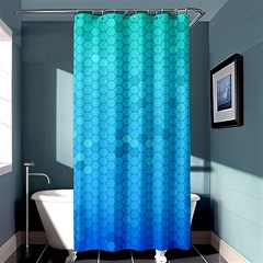 Blue Seamless Black Hexagon Pattern Shower Curtain 36  X 72  (stall) 