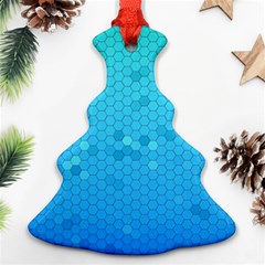 Blue Seamless Black Hexagon Pattern Christmas Tree Ornament (two Sides)