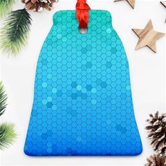 Blue Seamless Black Hexagon Pattern Bell Ornament (two Sides)