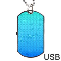 Blue Seamless Black Hexagon Pattern Dog Tag Usb Flash (one Side) by Amaryn4rt