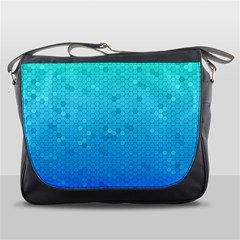 Blue Seamless Black Hexagon Pattern Messenger Bags