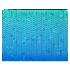 Blue Seamless Black Hexagon Pattern Cosmetic Bag (xxxl)  by Amaryn4rt