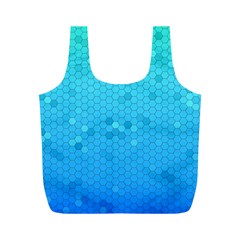 Blue Seamless Black Hexagon Pattern Full Print Recycle Bags (m) 