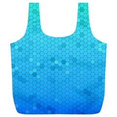 Blue Seamless Black Hexagon Pattern Full Print Recycle Bags (l) 