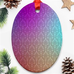 Blue And Pink Colors On A Pattern Ornament (oval)