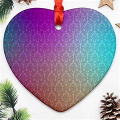 Blue And Pink Colors On A Pattern Ornament (heart)