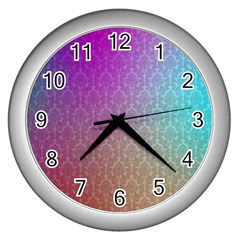 Blue And Pink Colors On A Pattern Wall Clocks (silver) 