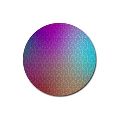 Blue And Pink Colors On A Pattern Rubber Round Coaster (4 Pack) 