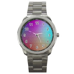 Blue And Pink Colors On A Pattern Sport Metal Watch